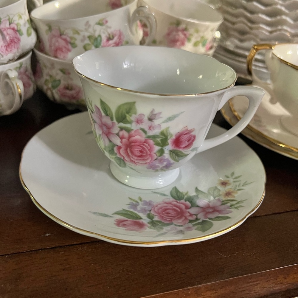 Floral Teacup and Saucer Set